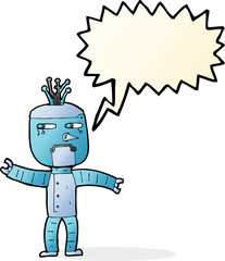 cartoon robot with speech bubble