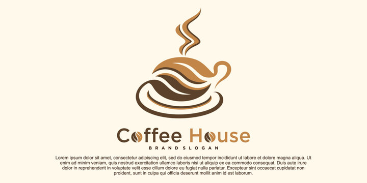 Luxury coffee and tea shop logo design with creative abstract concept Premium Vektor
