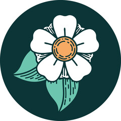 tattoo style icon of a flower