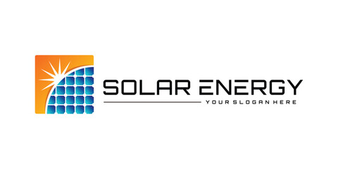 Solar energy logo design with creative element concept Premium Vektor