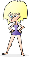 cartoon angry woman in dress