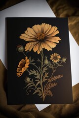 Card with yellow flowers and envelope, created using generative ai technology