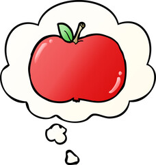 Fototapeta premium cartoon apple and thought bubble in smooth gradient style