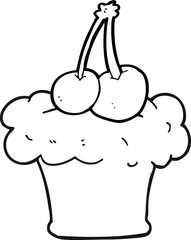 black and white cartoon cupcake