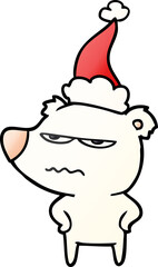 angry bear polar gradient cartoon of a wearing santa hat