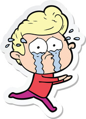 Fototapeta premium sticker of a cartoon crying man running