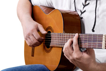 Fototapeta na wymiar Entertainment - Guitar Player Close Up