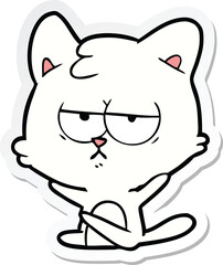 sticker of a bored cartoon cat