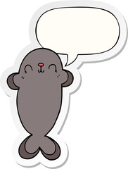 cartoon seal and speech bubble sticker