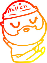 warm gradient line drawing cartoon man with beard