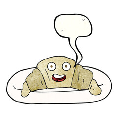 speech bubble textured cartoon croissant