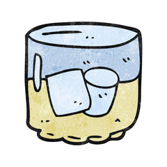textured cartoon whiskey and ice
