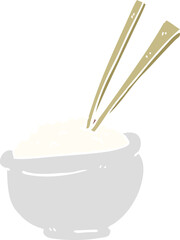 cartoon doodle bowl of rice with chopsticks