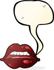 cartoon sexy halloween lips symbol with speech bubble