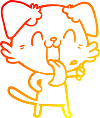 warm gradient line drawing cartoon panting dog