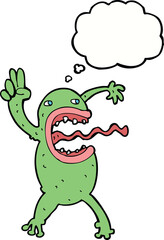 cartoon crazy frog with thought bubble