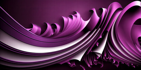 A shimmering purple wall with unique abstract shapes and colors is illuminated by a soft light, creating a mesmerizing effect. - generative ai.