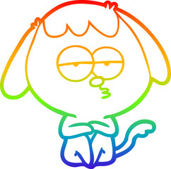 rainbow gradient line drawing cartoon bored dog