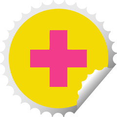 circular peeling sticker cartoon addition symbol