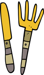 cartoon doodle knife and fork