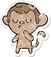 distressed sticker of a cartoon monkey