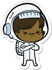 sticker of a cartoon astronaut woman