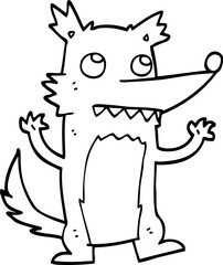 black and white cartoon wolf