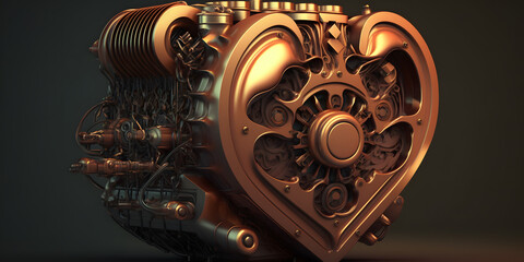 Obraz premium Maschinen-Herz industrieller Transplantation Herz mit Zahnrädern