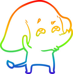 Obraz premium rainbow gradient line drawing cartoon elephant remembering