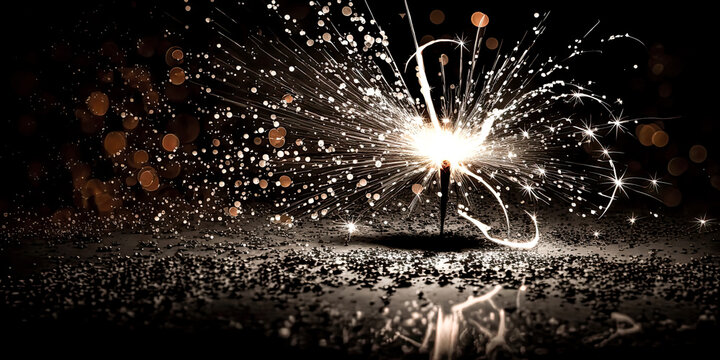 The night sky was illuminated with a vibrant fire, its sparklight creating a captivating backdrop. - generative ai