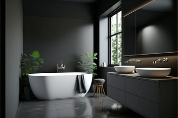 Naklejka na ściany i meble Sleek and Stylish Bathroom Design with a Modern and Minimal Interior