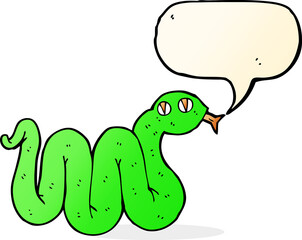 funny cartoon snake with speech bubble