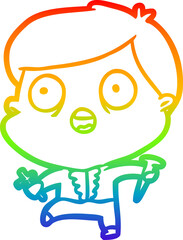 Obraz premium rainbow gradient line drawing frightened man hunting halloween vampires