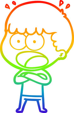 recommend clip art: rainbow gradient line drawing cartoon shocked man