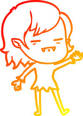 warm gradient line drawing cartoon undead vampire girl