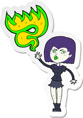 sticker of a cartoon halloween vampire girl