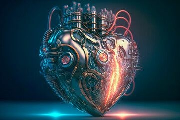 Maschinen-Herz industrieller Transplantation Herz mit Zahnrädern und Kabeln