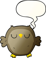 cartoon owl and speech bubble in smooth gradient style