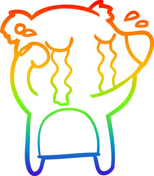 recommend clip art: rainbow gradient line drawing cartoon crying bear