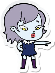 sticker of a cute cartoon vampire girl