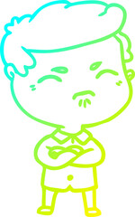 cold gradient line drawing cartoon annoyed man