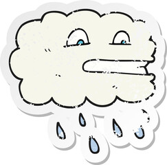 retro distressed sticker of a cartoon rain cloud