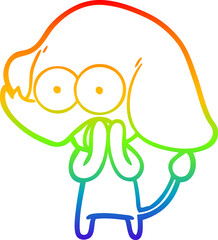 rainbow gradient line drawing cute cartoon elephant