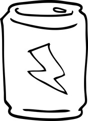 line drawing cartoon of a can of energy drink