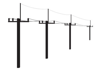 Obraz premium Electric pole. Power Poles. Electric Power transmission Silhouette. Vector Illustration Isolated on White Background.