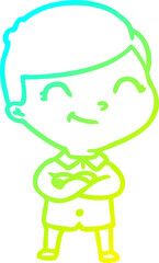 Obraz premium cold gradient line drawing cartoon boy smiling