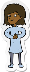 sticker of a cartoon happy woman