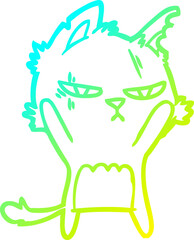 cold gradient line drawing tough cartoon cat
