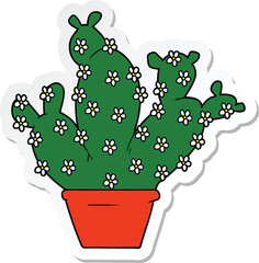sticker of a cartoon potted cactus