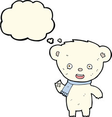 cartoon cute polar bear with thought bubble